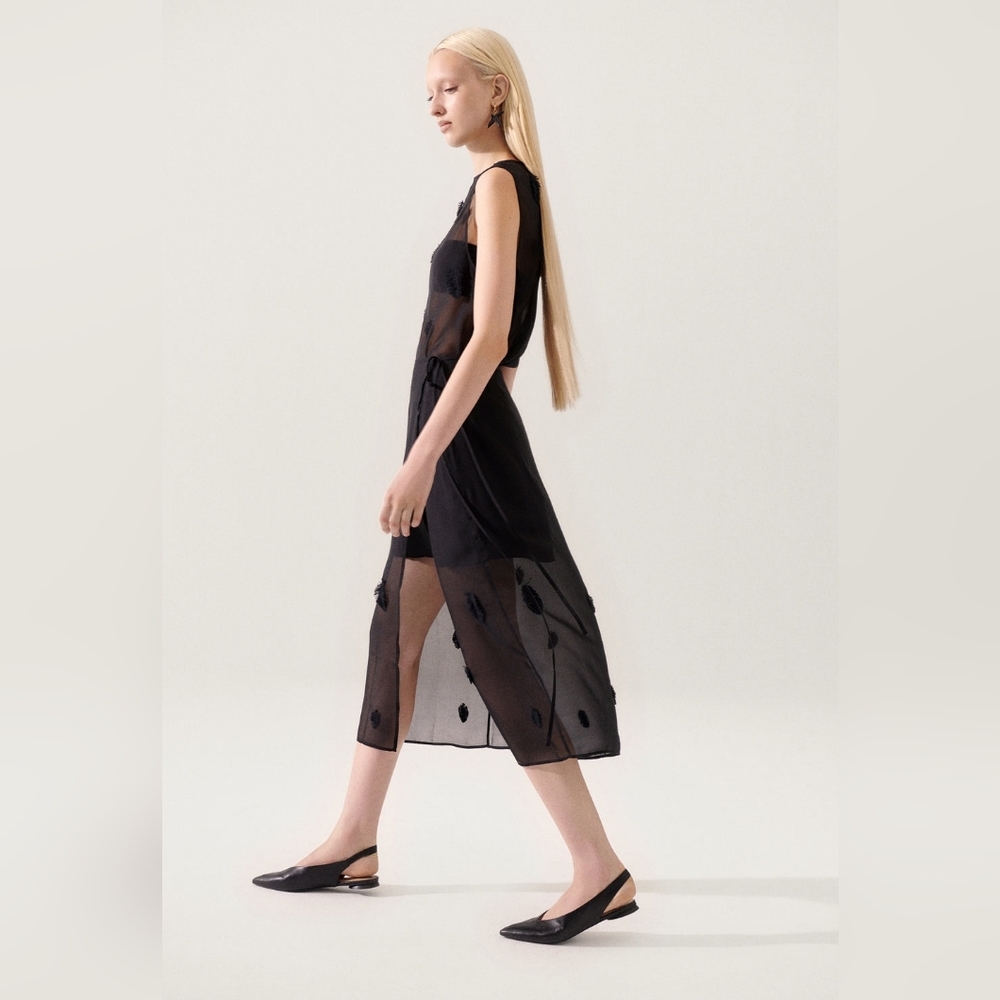 Silk Laundry silk feather Wrap midlength skirt